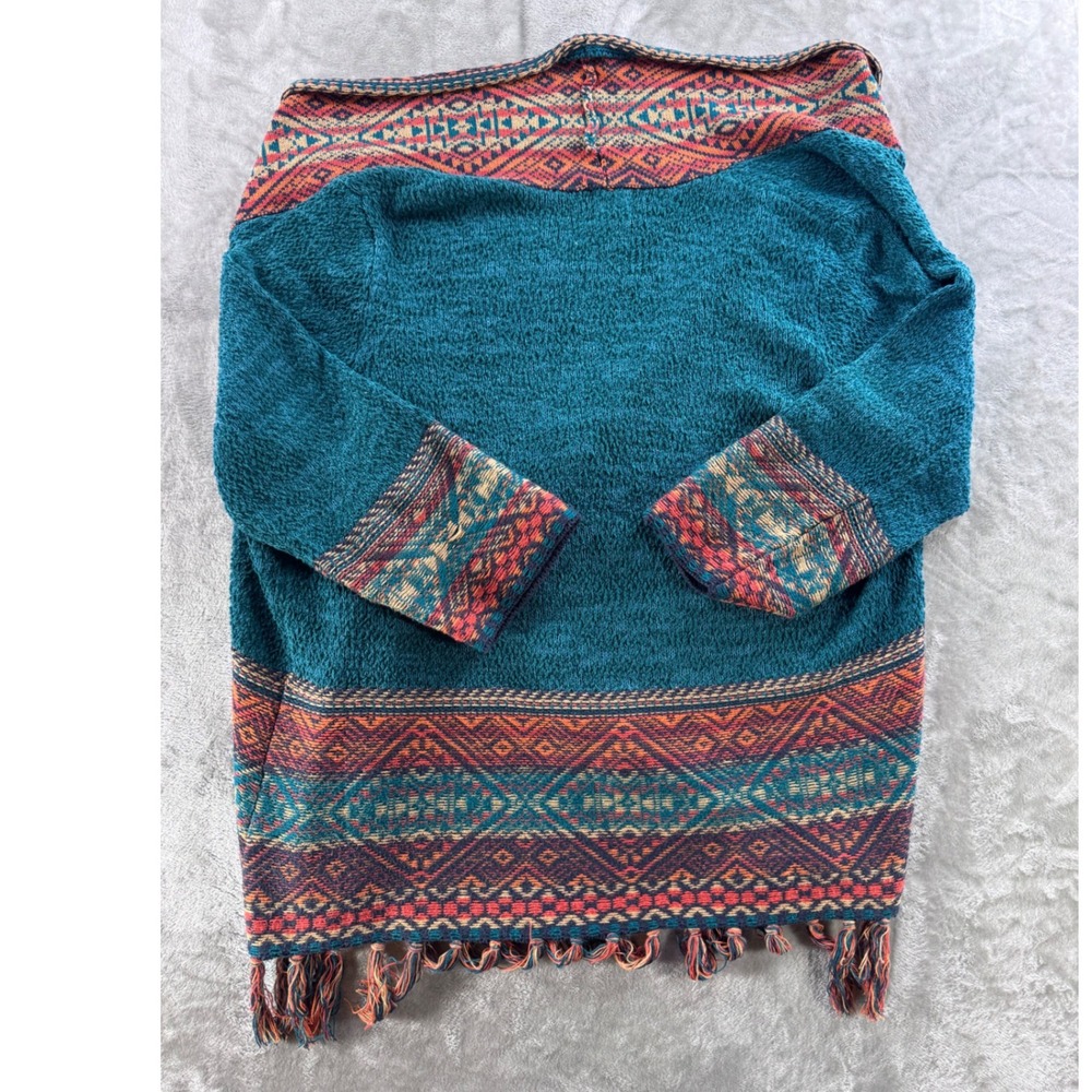 Ruby Rd Women 1X Boho Aztec Fringe Cardigan Sweater Southwestern Festival - Picture 10 of 10
